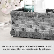 Paniers de Rangement de Salle de Bain Panier de Rangement pour Papier Toilette avec 3 Séparateurs, Panier en Plastique Tissé au Décor Rustique pour