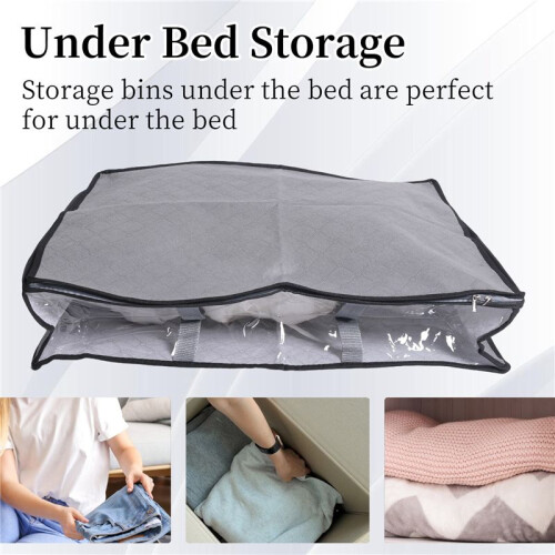 3 Pack Storage Bins Clothes Storage,Foldable Blanket Storage Bags, Under Bed Storage Containers for Organizing,Clothing 1