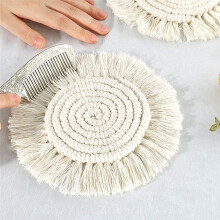 Untersetzer für GeträNke SaugfäHig, Handgefertigte Makramee-Baumwolluntersetzer für Couchtisch, Boho-Untersetzer-Set mit WäRmequasten