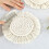 Coasters for Drinks Absorbent, Macrame Handmade Cotton Coasters for Coffee Table, Boho Coaster Set with Tassels Heat 4