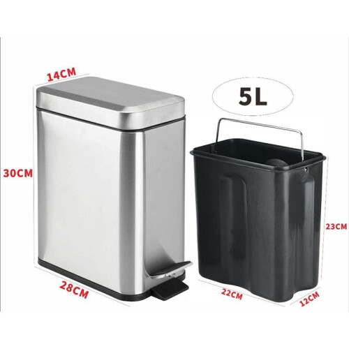 Soft Close, Rectangular Bin 5L with Slip Liner and Lid, Use As  Garbage Basket, Slim Trash Can, or Decor in Bathroom 2