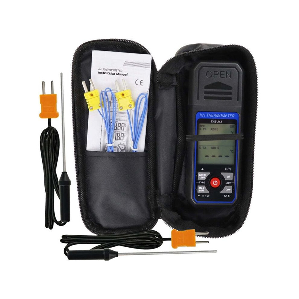 Thermocouple Thermometer Digital K Type Thermometer with 4 Thermocouples, -328-2500 Measuring Range HVAC Thermometer