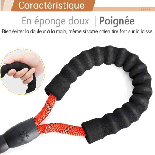 Correa para perros Kambo - 1,5 m de longitud - Roja - Mango de espuma 1