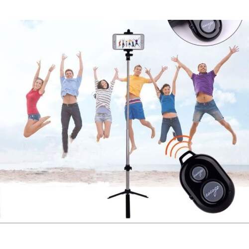 Selfie Stick con treppiede e telecomando Bluetooth per iPhone 8/8 Plus/7/7 Plus/6 e Samsung S8/S8 Plus/S7, nero 1