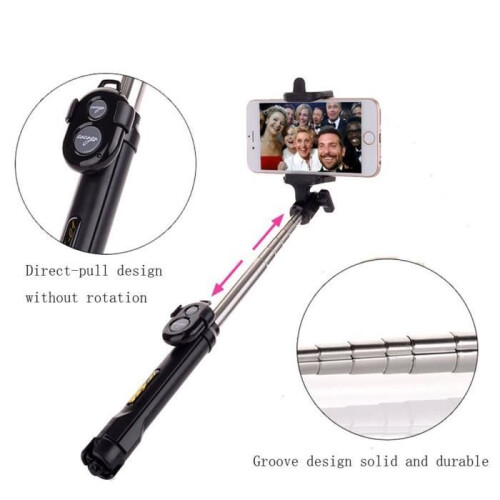 Selfie Stick con treppiede e telecomando Bluetooth per iPhone 8/8 Plus/7/7 Plus/6 e Samsung S8/S8 Plus/S7, nero 2