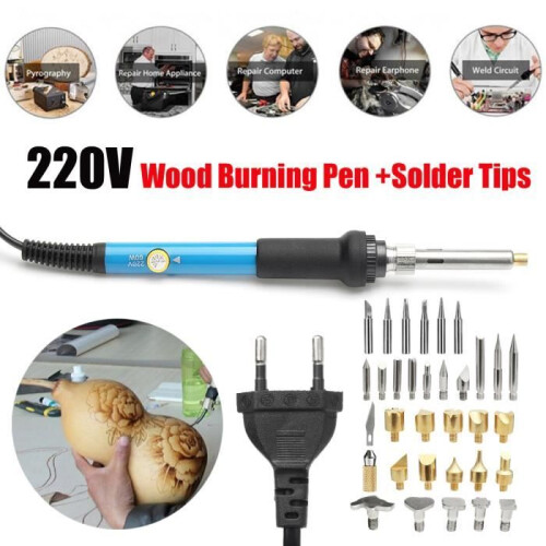 TEMPSA 35pcs 220V 60W Wood Burning Pyrography Pen Replacement Soldering Iron Tip 1