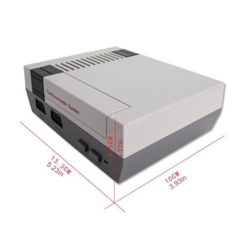 Mini console de jogos clássico vermelho e branco com quatro botões e 620 jogos retrô de 8 bits integrados. 2