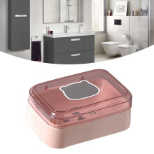 Porta jabón drenable de plástico – para viaje y uso en casa con tapa rosa