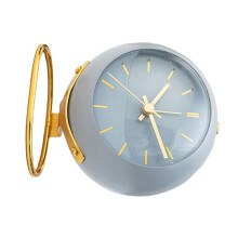 Orologio da tavolo in metallo blu, mini sveglia da dormitorio, 1 pila AA