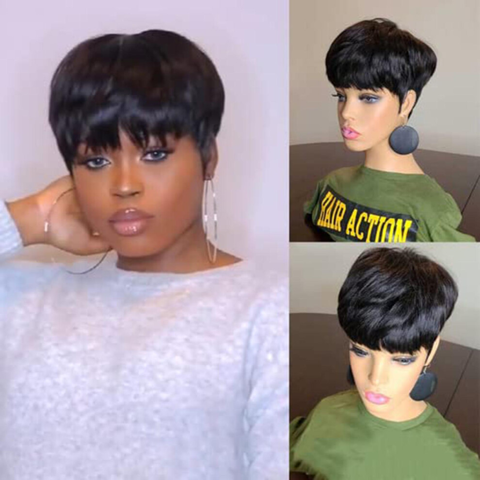 Dachuang Beauty Unisex Black 10\" Short Synthetic Wig For Women