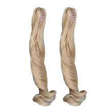 2Pcs Curl Long Synthetic Doll Wigs Roman Curly Peach Pink 25cm