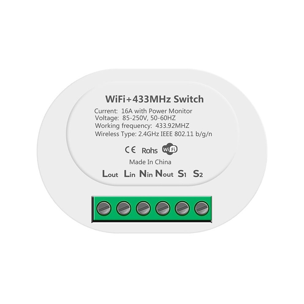 Rf433 Wifi Tuya 16A Light Minihome Breaker Relay With Power Monitor Life App Voice For Alexa,A 4711480226571