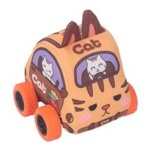 Macchinina di stoffa con meccanismo pull-back per bambini da 1 a 3 anni, gatto in stile cartone animato