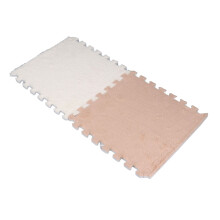 10pcs Plush Foam Interlocking Floor Mat Set, 31x30cm, Camel & White