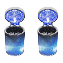 2X Car Portable Ashtray Car Ashtray with LED Light Cup Holder Ashtray with Color LED Light for Truck Office Home Car