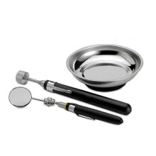 Stainless Steel 3PCS Tool Set Including Magnetic Tray Telescoping Mirror Pick Up Tool for Small Metal Parts