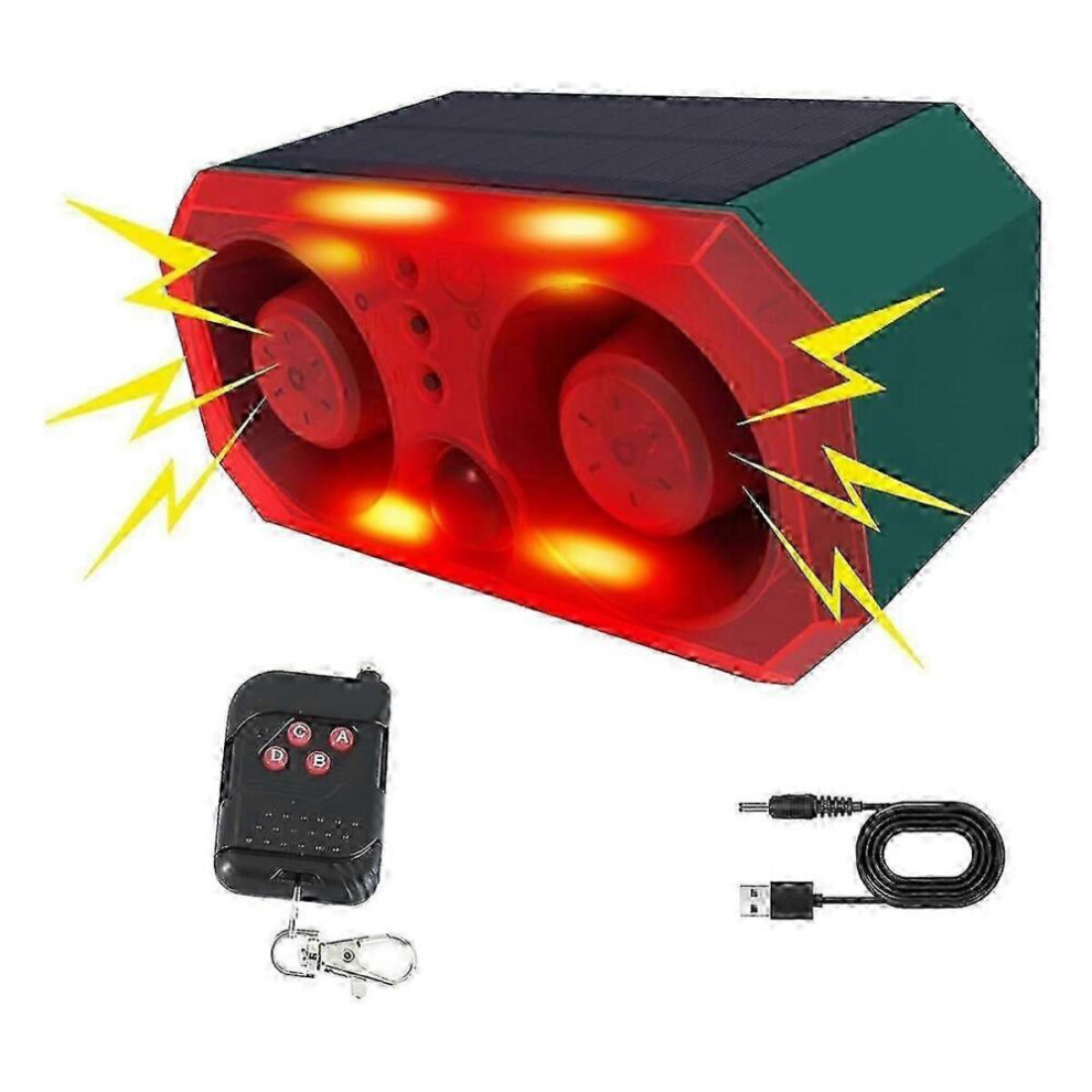 Solar Outdoor Motion Sensor Alarm With 13 Sound,130Db Dual Speaker Motion Detector Alarm Light With 9361375640293