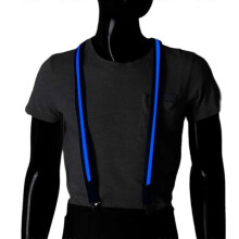 (Blue)Glowing Harness Strap Cosplay Party Night Club Male Suspenders Belt Electric Harness Strap Fashionable LED Back Support Blue