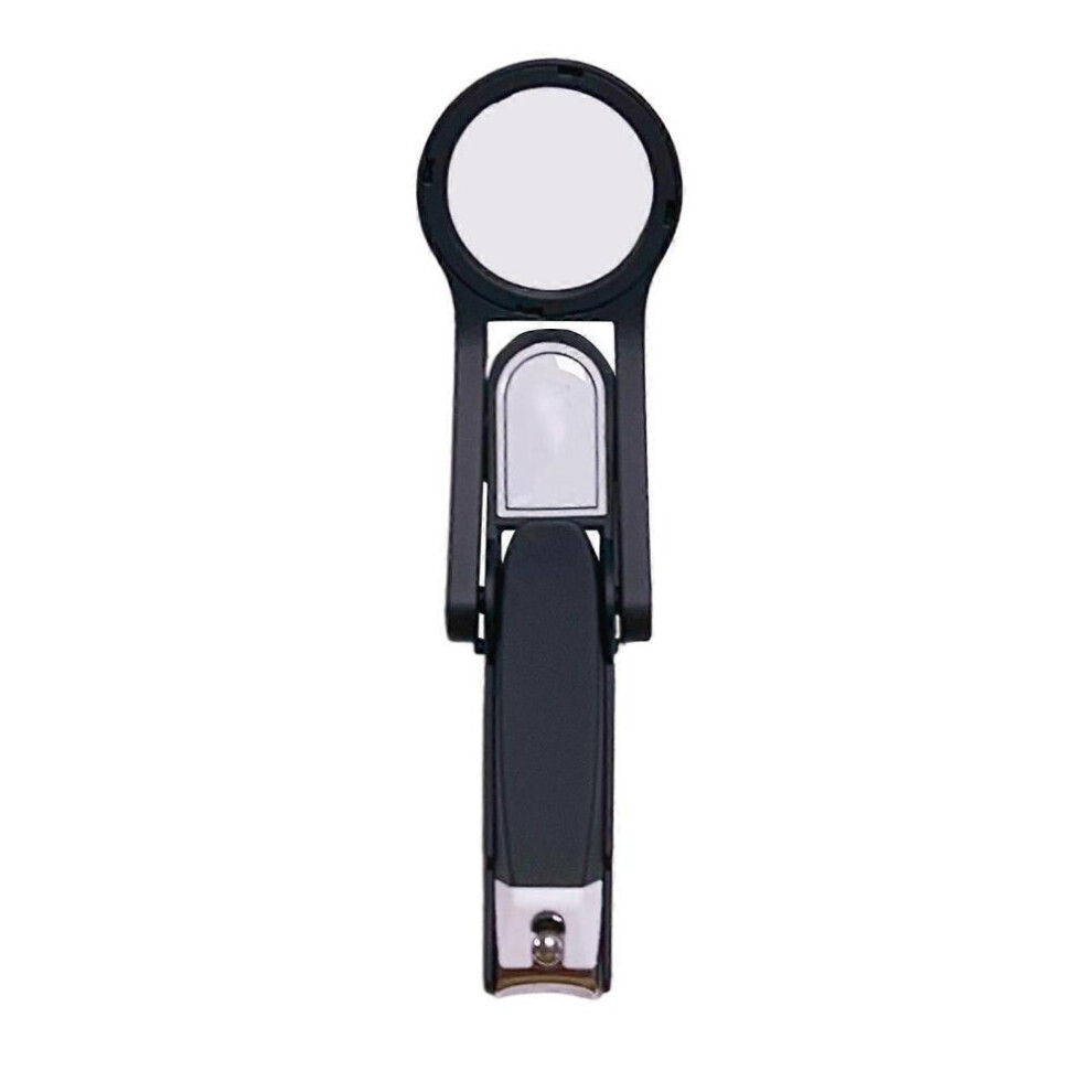 Black Ï¼Black)Multi-Functional Nail Clipper With Magnifying Glass Easy To Carry And Store Anti-Splash Design Nail Scissors For Elderly