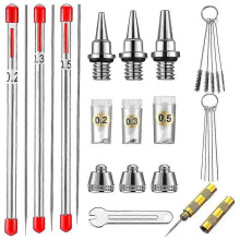 Kit de 21 tapas de boquilla para aerógrafo, agujas para aerógrafo, agujas para aerógrafo, kit de limpieza de aerógrafo de repuesto
