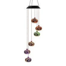 (Galvaniserende pompoen) Halloween decoratie rekwisieten LED Solar Pompoenlantaarn Windgong Lamp Tuin Halloween decoraties Windgong Solar La