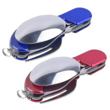 Outdoor Camping Portable Fork Knife Tableware Tools ,stainless Steel 3 In1 Multi-function Folding Spoonamp;fork Knife Travel Sets