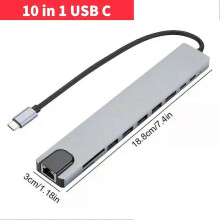 Βάση σύνδεσης USB C 11 σε 1 με προσαρμογέα πολλαπλών θυρών VGA Ethernet συμβατό με 4K HDMI,
