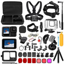 Für GoPro Hero 13 Black wasserdichte Hülle, Brustgurt, Displayschutzfolie aus gehärtetem Glas mit Selfie-Funktion