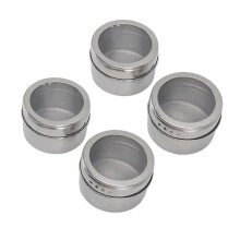 pezzi di barattoli magnetici per spezie, design magnetico, in acciaio inox, coperchi trasparenti per versare il setaccio, barattoli magnetic