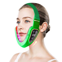 Dispositivo di lifting facciale (verde) Terapia fotonica a LED Massaggiatore dimagrante per il viso Doppio mento Sollevamento guance a forma