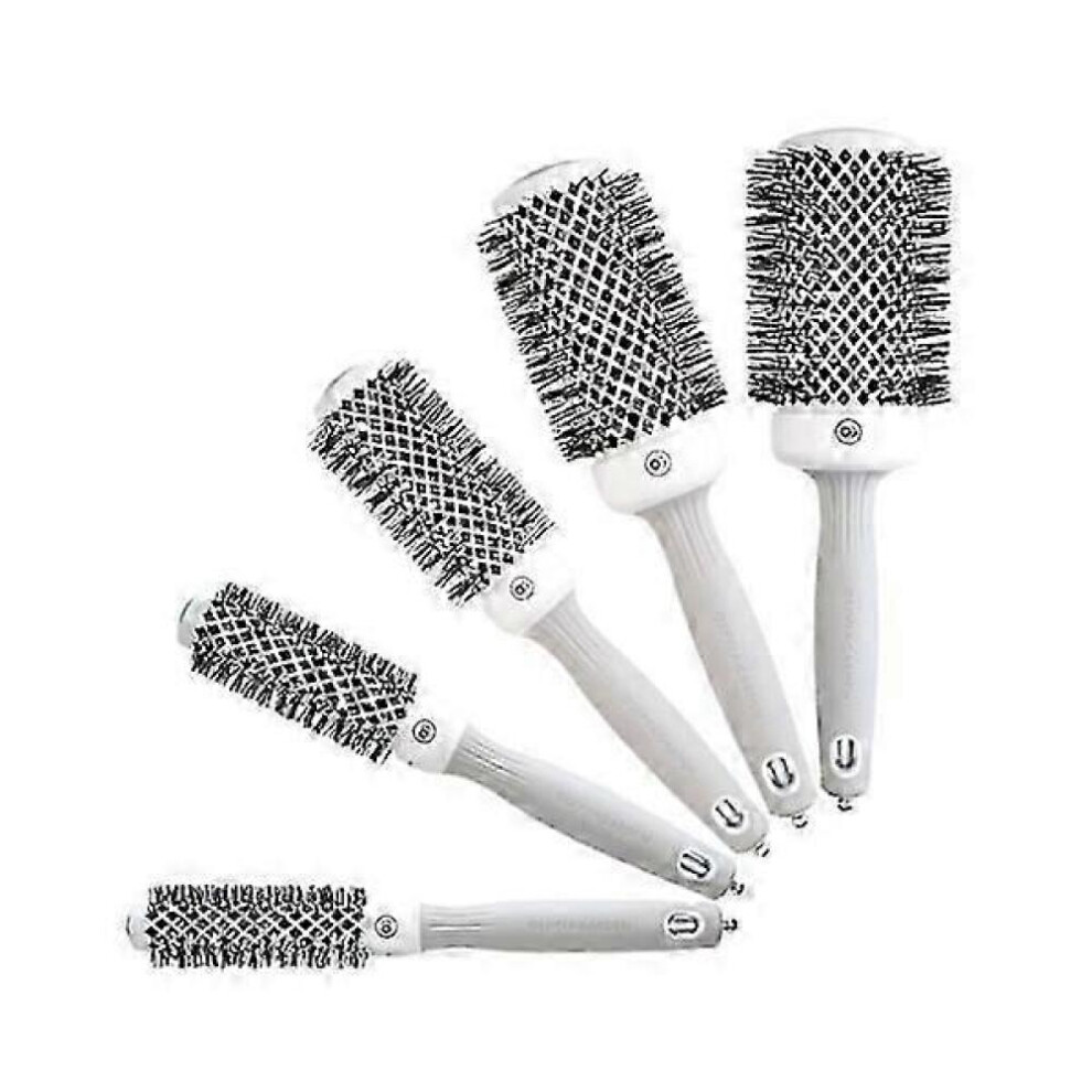 White/Gray Brush - Olivia Garden - Expert Blowout Shine - 35 - Ceramic - Ions - Antistatic And