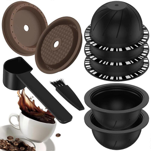 capsule riutilizzabili Vertuo per macchina Nespresso, capsule di caffè con 2 coperchi in silicone, 1 cucchiaio e bru