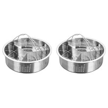 Juego de 2 separadores de tres piezas de acero inoxidable para cestas de vapor, accesorios para cocinar al vapor rápidamente, rejilla diviso