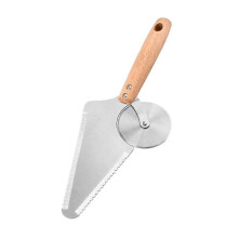 Stainless Steel Wood Bread Slicing Machine Slicer One Pizza Shovel Wooden Handle