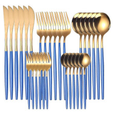 30pcs Gold Stainless Steel Dinnerware Set Steak Knife Fork Coffee Spoon Teaspoon Dishwasher Safe Flatware Kitchen Cutlery Set