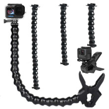 Gléas Lámh Flex Clamp le Muineál Gooseneck Inchoigeartaithe, Sealbhóir Lúibín Gearrthóg Solúbtha Jaws do GoPro Hero 10 9 8 7 4 Tac