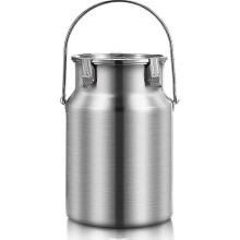 Portable 5L Milk Bucket with Sealing Lid Stainless Steel Liquid Storage Kettle