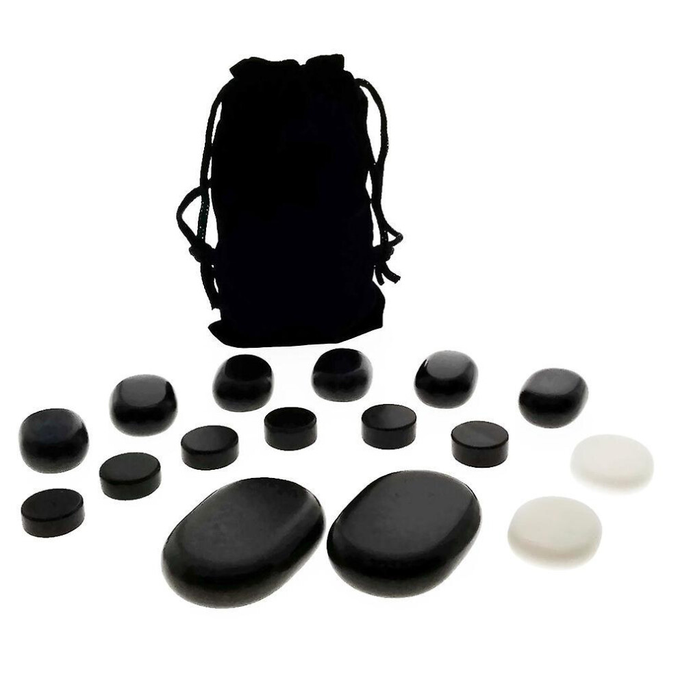 16-teiliges Gesichtsmassage-Set aus Basaltsteinen mit Samt-Reisebeutel