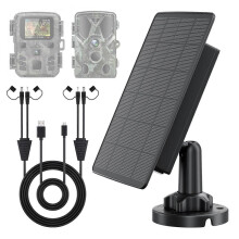 Solar Panel for Trail Camera with 5000mAh Battery, 12V 6V Dual Output, IP66 Waterproof, Hunting Wildlife Use