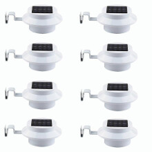 8 Pack White Solar Powered Gutter Lights Outdoor Decorative Led Fence Lamp for Lighting Railing, Outside Wall, Deck, Garden