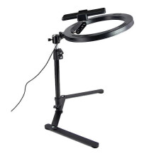 Desktop Led Selfie Remote Ring Light, Phone Stand Holder Circle Fill Video Lamp,Dimmable USB Ringlight with Tripod Stand