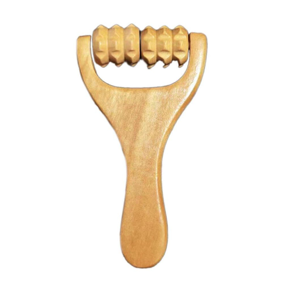 ï¼A)Natural Wood Massage Roller Natural Wood Massager Handheld Body and Face Massager for Soothing Therapy