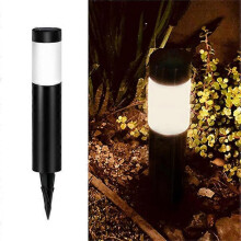 (Black)262 Stainless Steel+PP Solar Waterproof Outdoor LED Light Cylindrical Garden Yard Lawn Stake Lamp