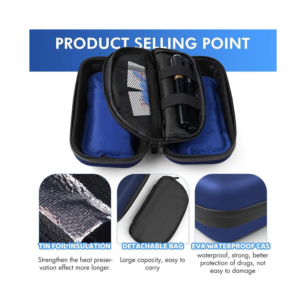 24h Insulin Cooler Travel Case Medication Diabetic Cooler for Travel with Thermometer Temperature Display Fahrenheit