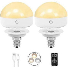 E14 oplaadbare lamp, 2 stuks, 300lm, equivalent aan 40W, afneembaar oplaadstation, 3 kleurtemperaturen, noodlamp met afstandsbediening, dimm