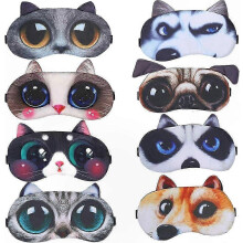 Set van 8 zachte slaapmaskers: schattige dierenprints voor rust en reizen (4 katten- en 4 hondenprints)