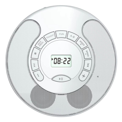 New Portable CD Player ,Dual  Model,USB Player,Dual Stereo Speakers,A-B Repeat,AUX , Speed Control White