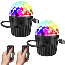 2-Pack Portable Disco Light for Party, RGB DJ Strobe Light with Remote Control, Sound Activated Stage Lights