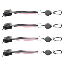 Golfschläger-Reinigungsbürste, Doppelseitiges -Reinigungswerkzeug, Nylon-Stahlbürste, Reinigungswerkzeug-Zubehör Rosa