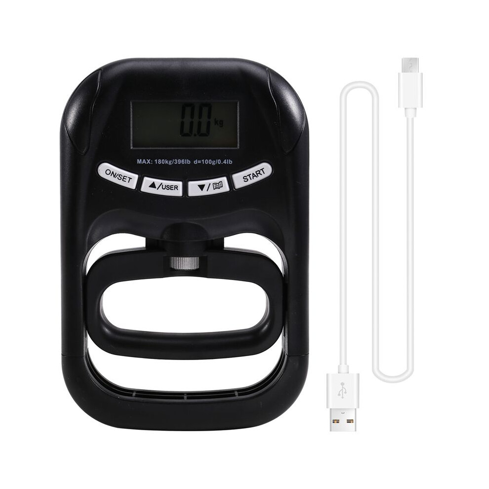 Tlily 396Lbs/180Kg Eh121 Digital Hand Dynamometer Hand Grip Strength Trainer Grip Strengthener For Home School Black